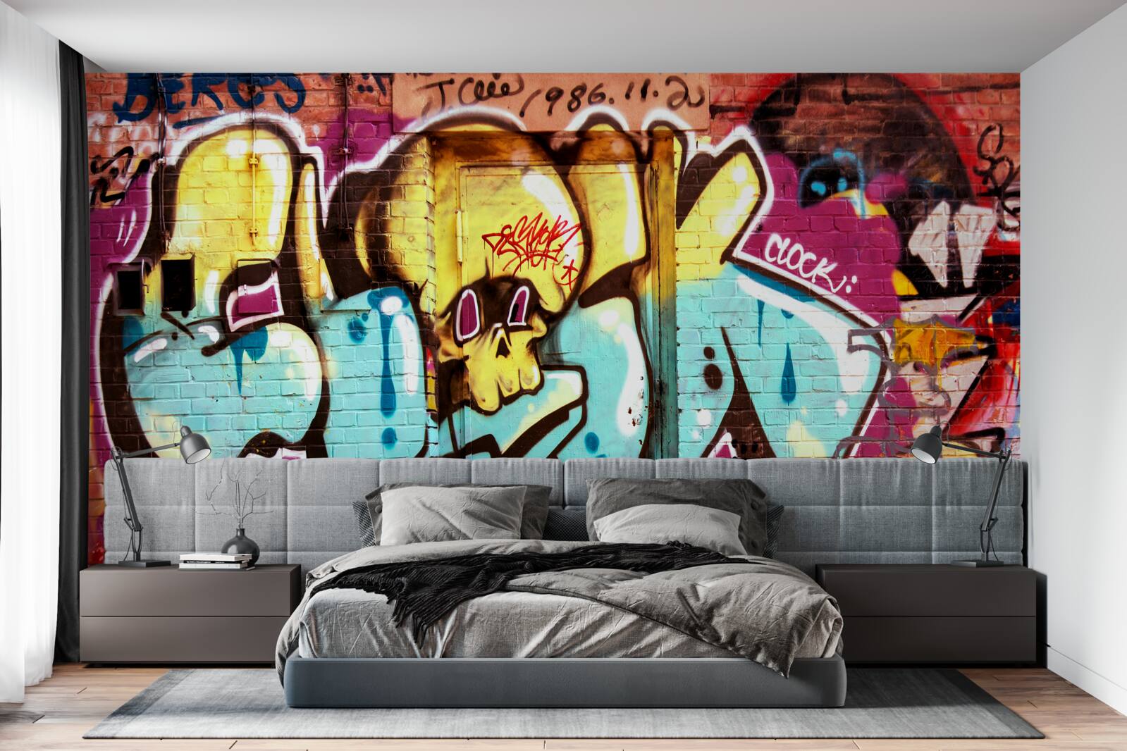 Fotobehang graffiti met heldere letters