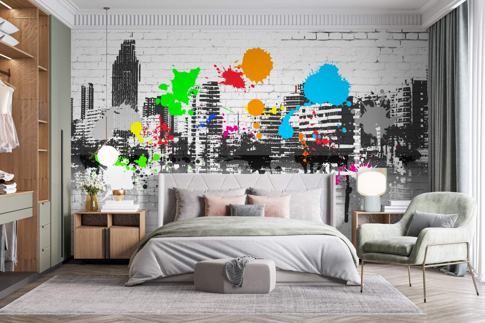 Fotobehang stedelijke muur graffiti