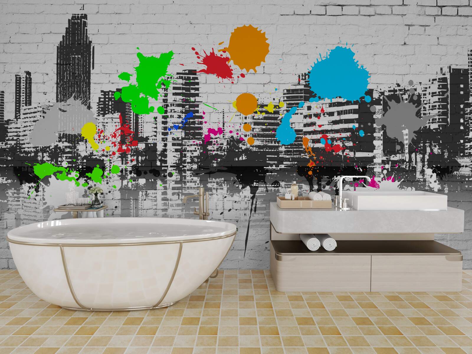 Fotobehang stedelijke muur graffiti