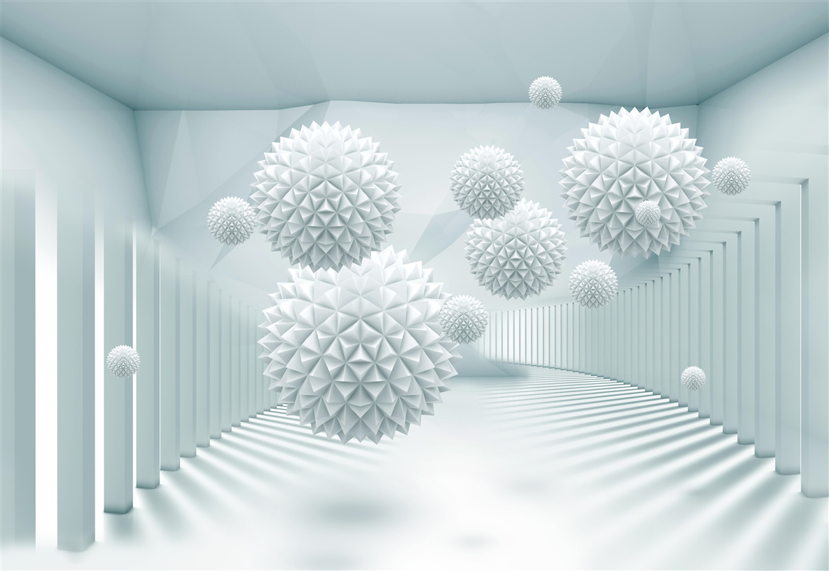 Fotobehang driedimensionale ballen met drijvende scherpe randen