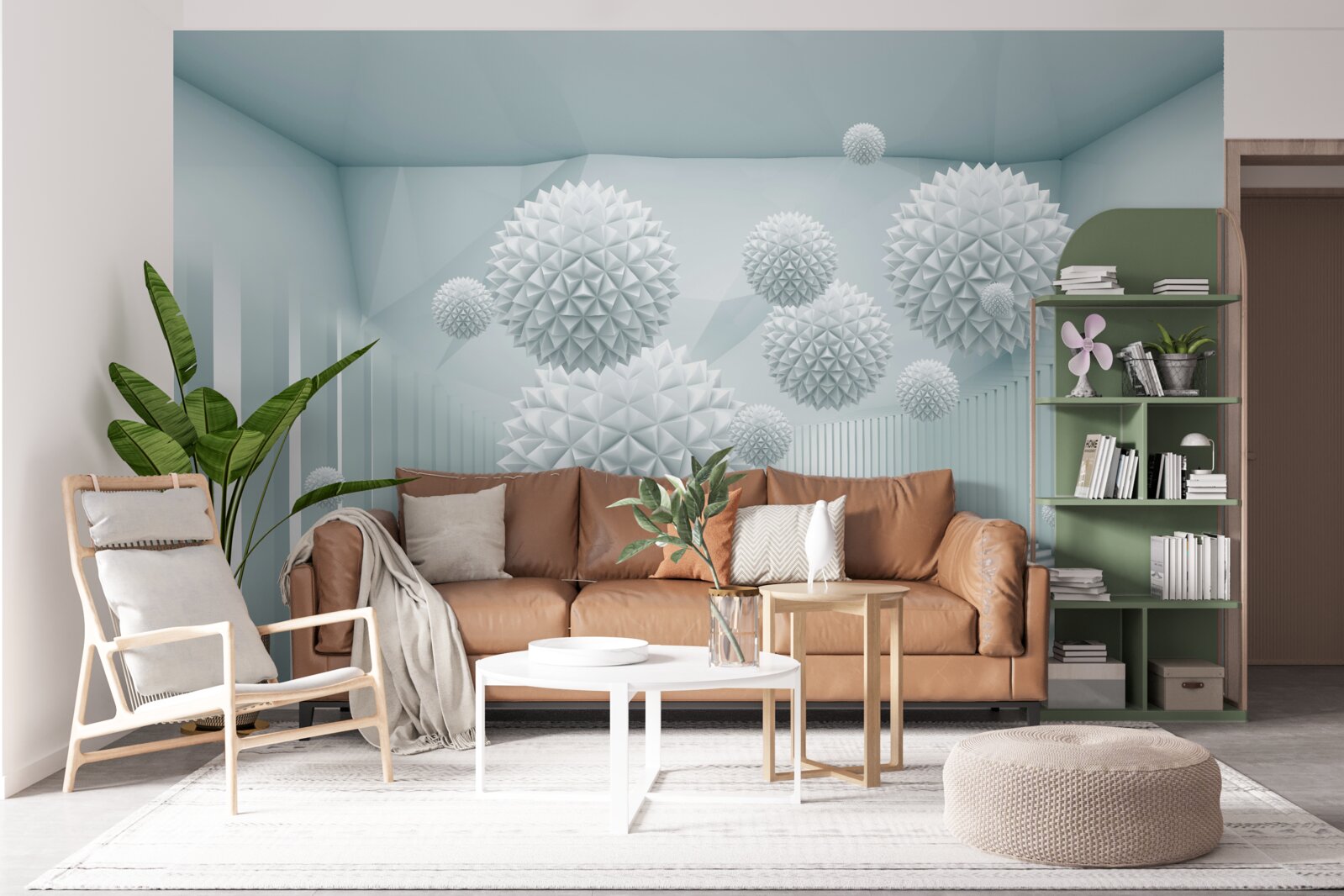 Fotobehang driedimensionale ballen met drijvende scherpe randen