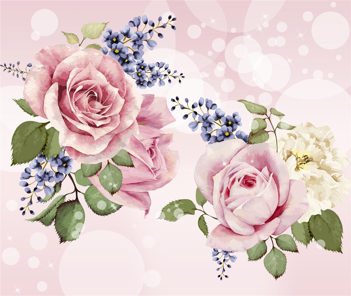 Fotobehang rozenknoppen in het arrangement