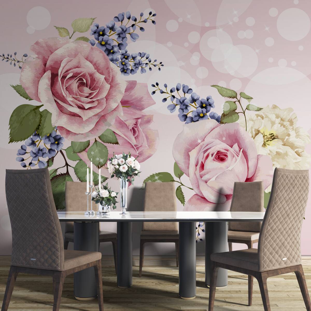 Fotobehang rozenknoppen in het arrangement