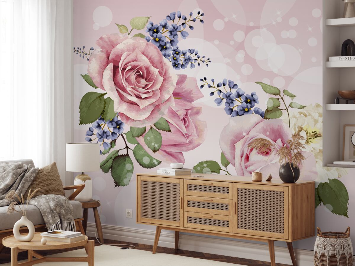 Fotobehang rozenknoppen in het arrangement