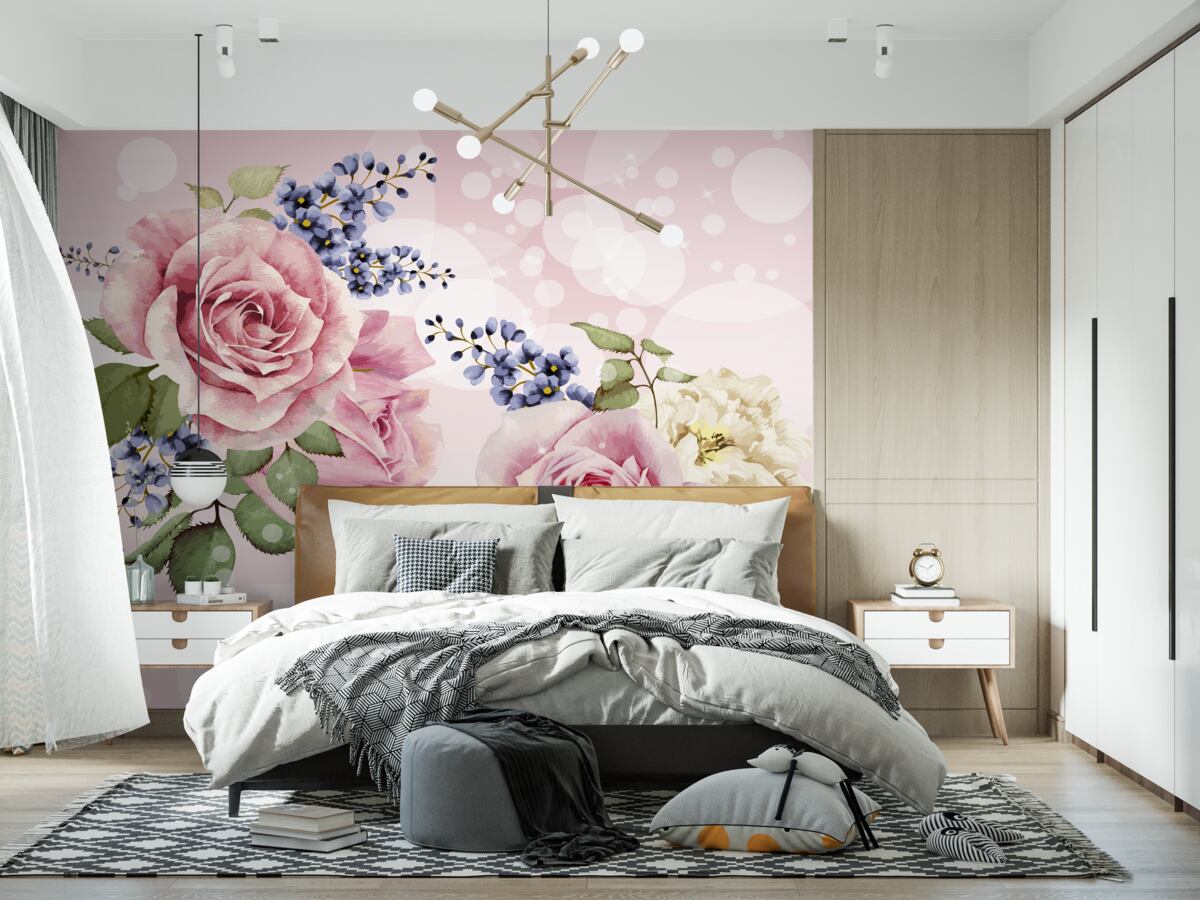 Fotobehang rozenknoppen in het arrangement