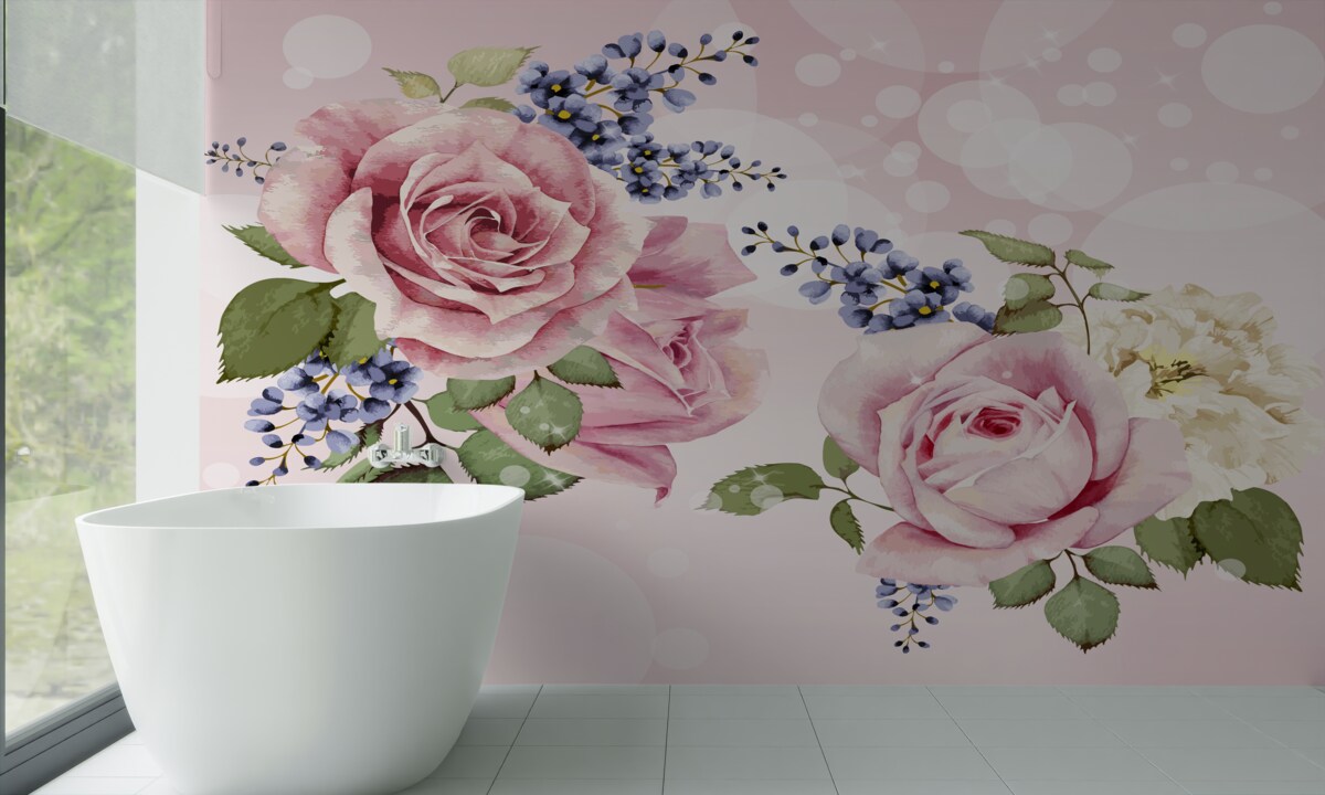 Fotobehang rozenknoppen in het arrangement