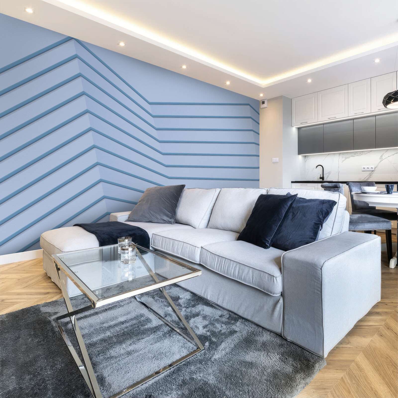 Fotobehang de blauwe lijnen zijn abstract