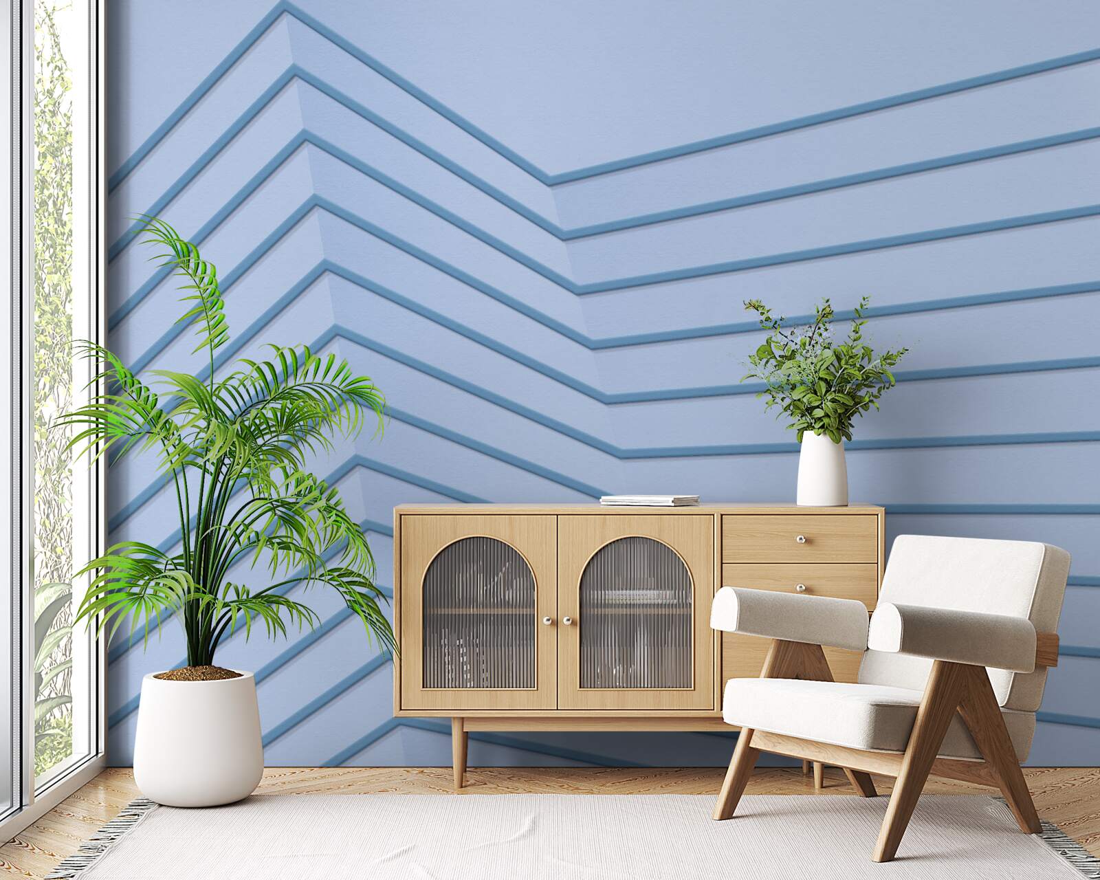 Fotobehang de blauwe lijnen zijn abstract