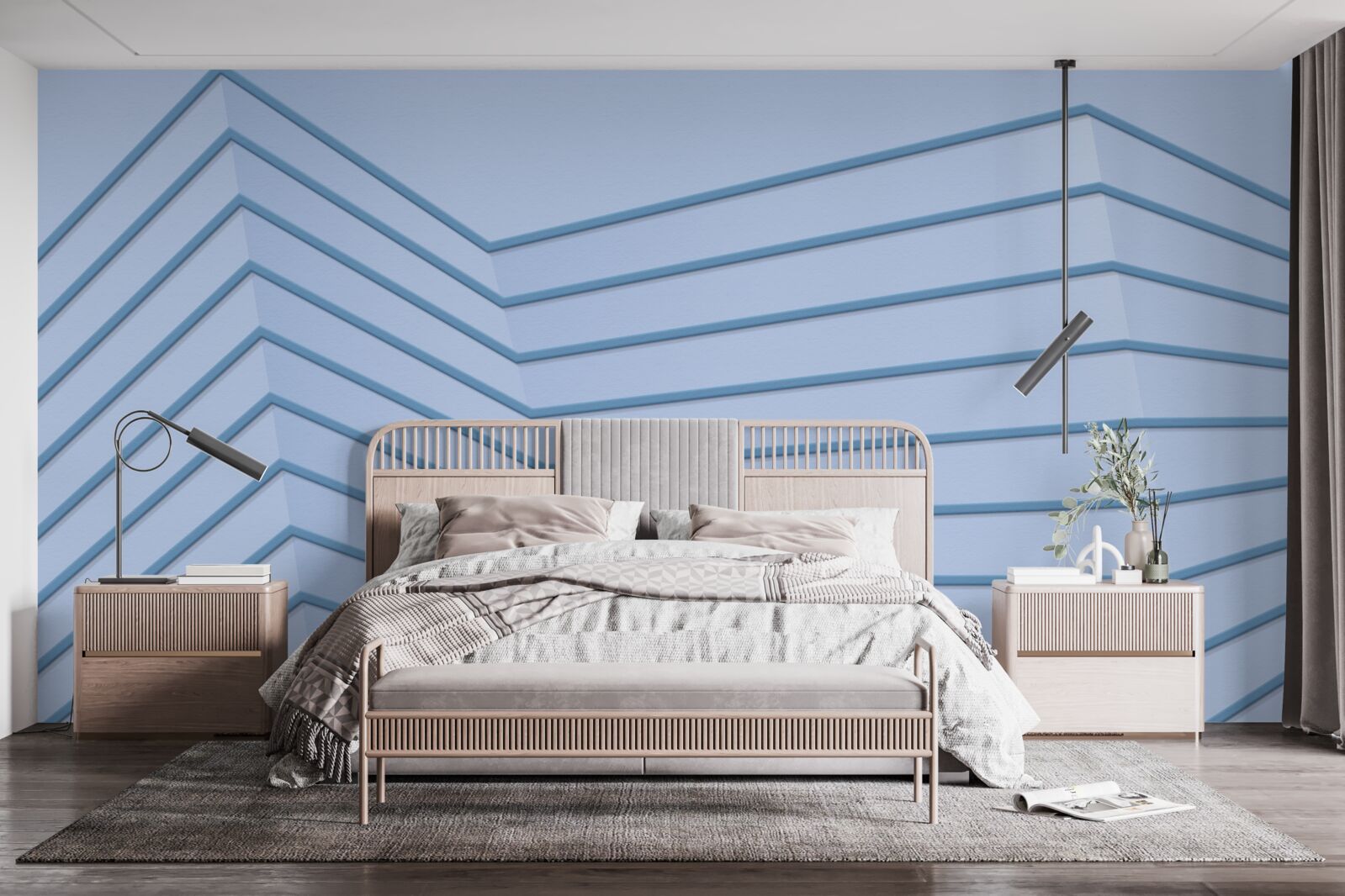 Fotobehang de blauwe lijnen zijn abstract