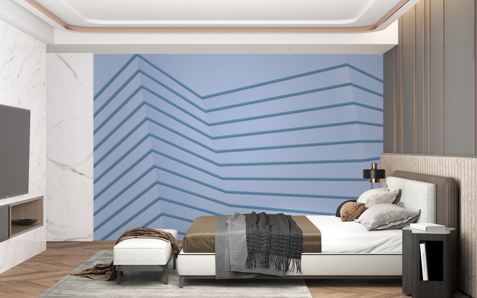 Fotobehang de blauwe lijnen zijn abstract