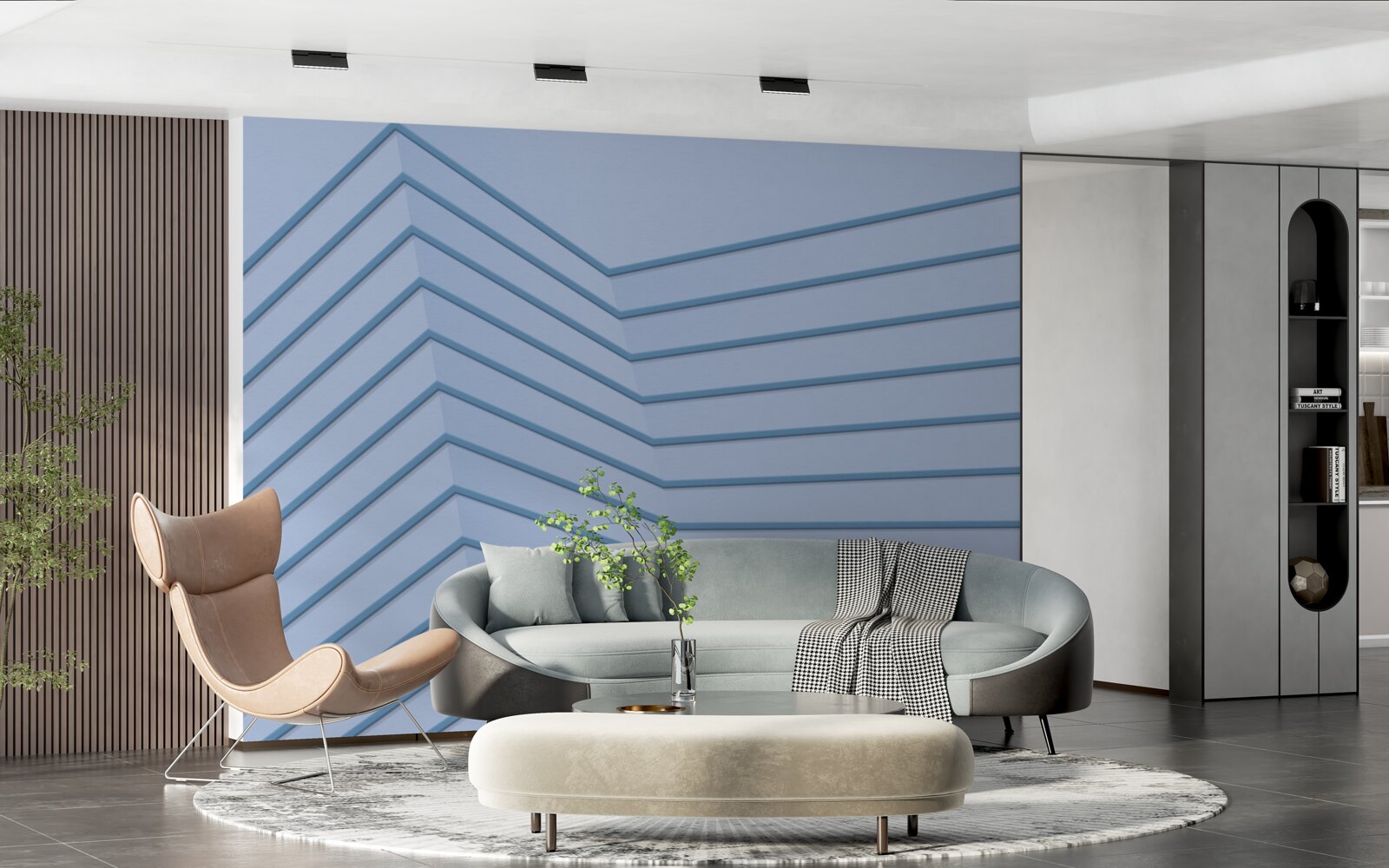 Fotobehang de blauwe lijnen zijn abstract