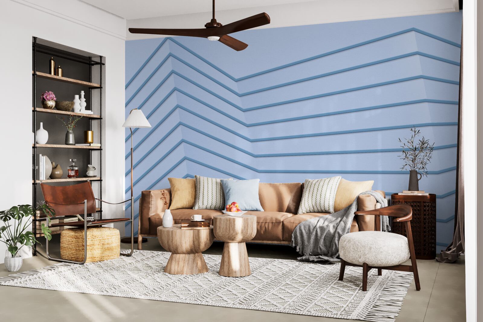 Fotobehang de blauwe lijnen zijn abstract