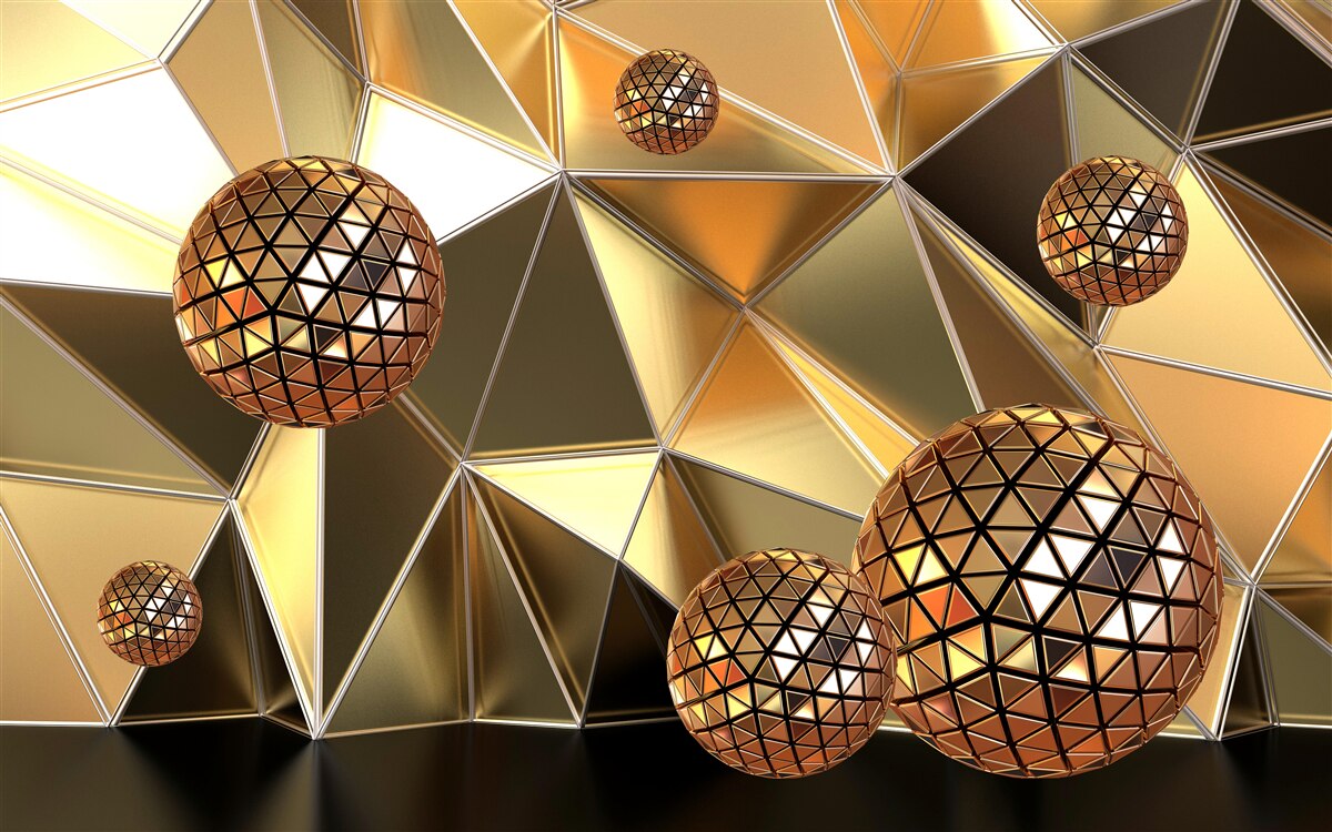 Fotobehang 3d metalen ballen