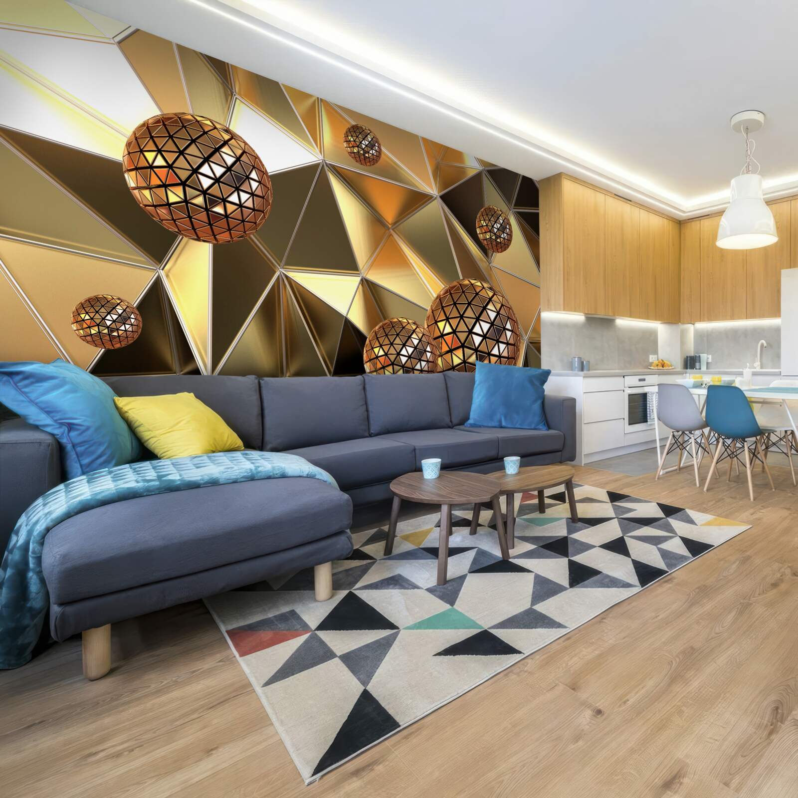 Fotobehang 3d metalen ballen