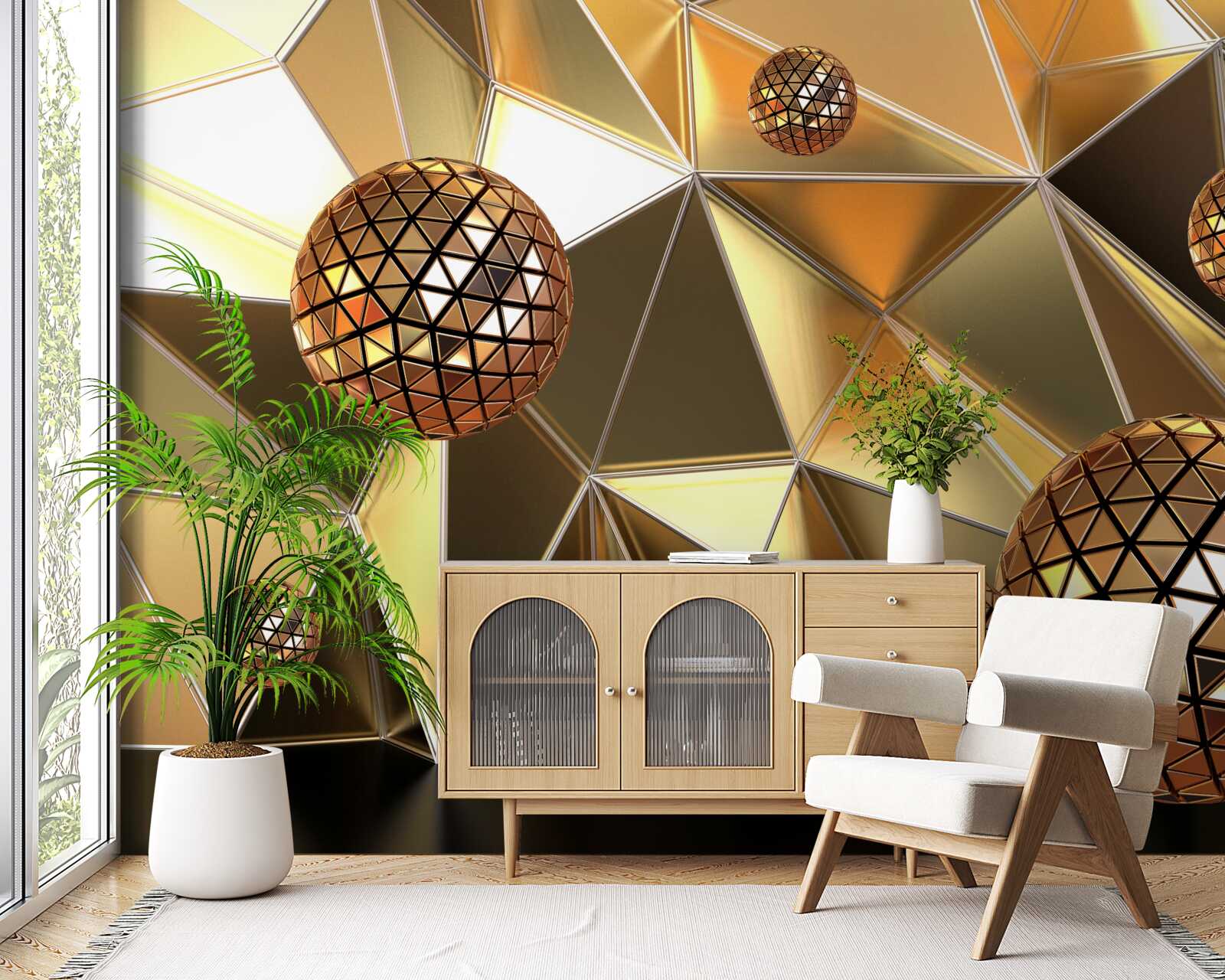 Fotobehang 3d metalen ballen