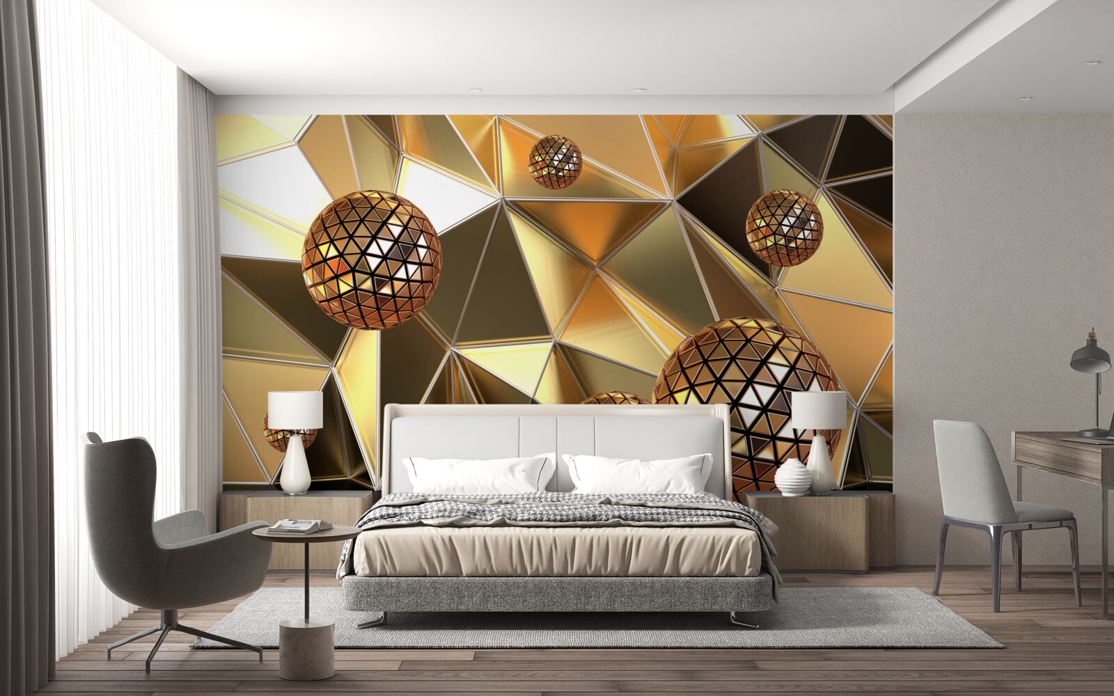 Fotobehang 3d metalen ballen