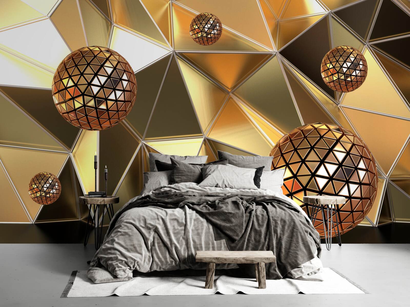 Fotobehang 3d metalen ballen