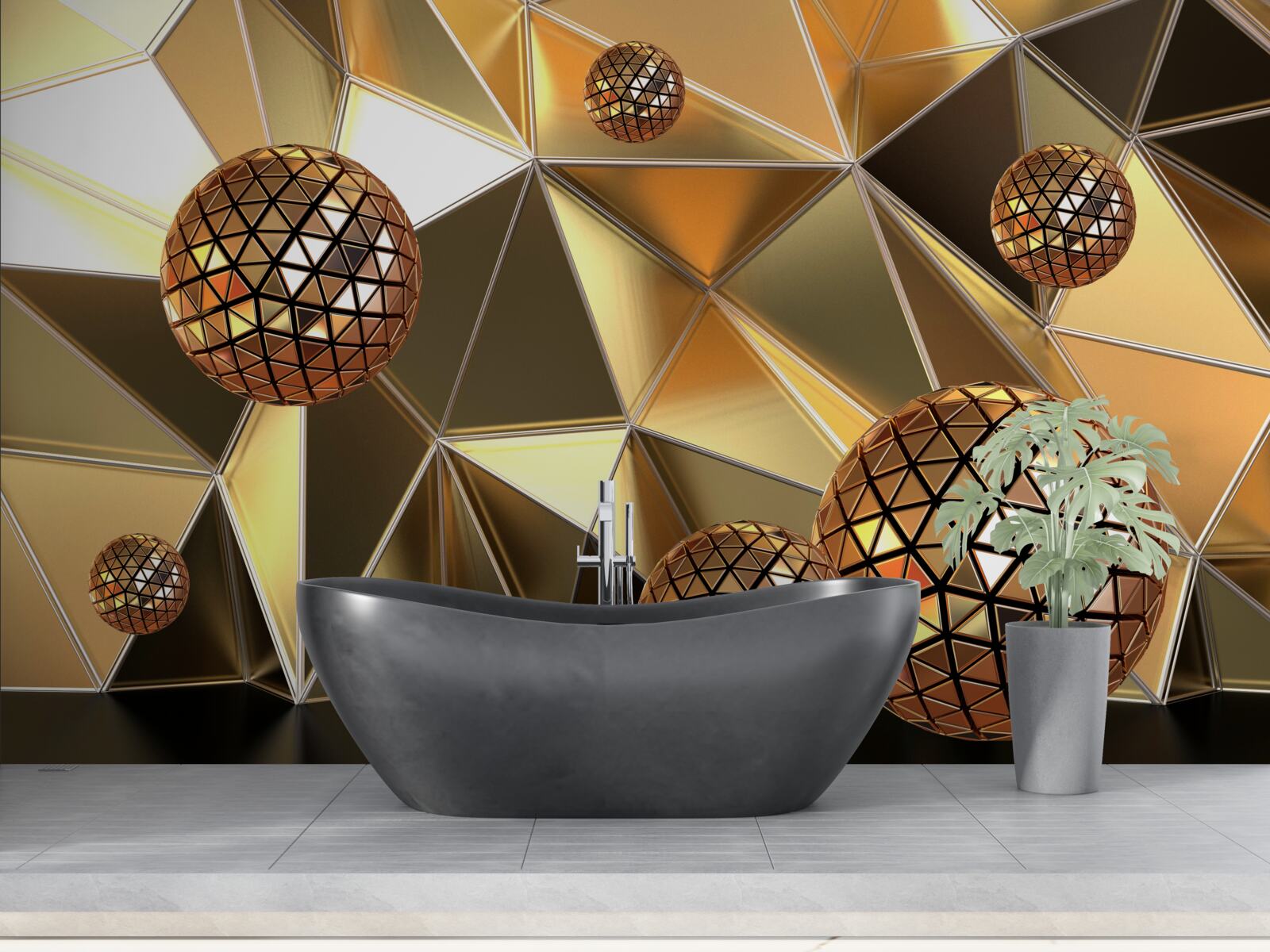 Fotobehang 3d metalen ballen