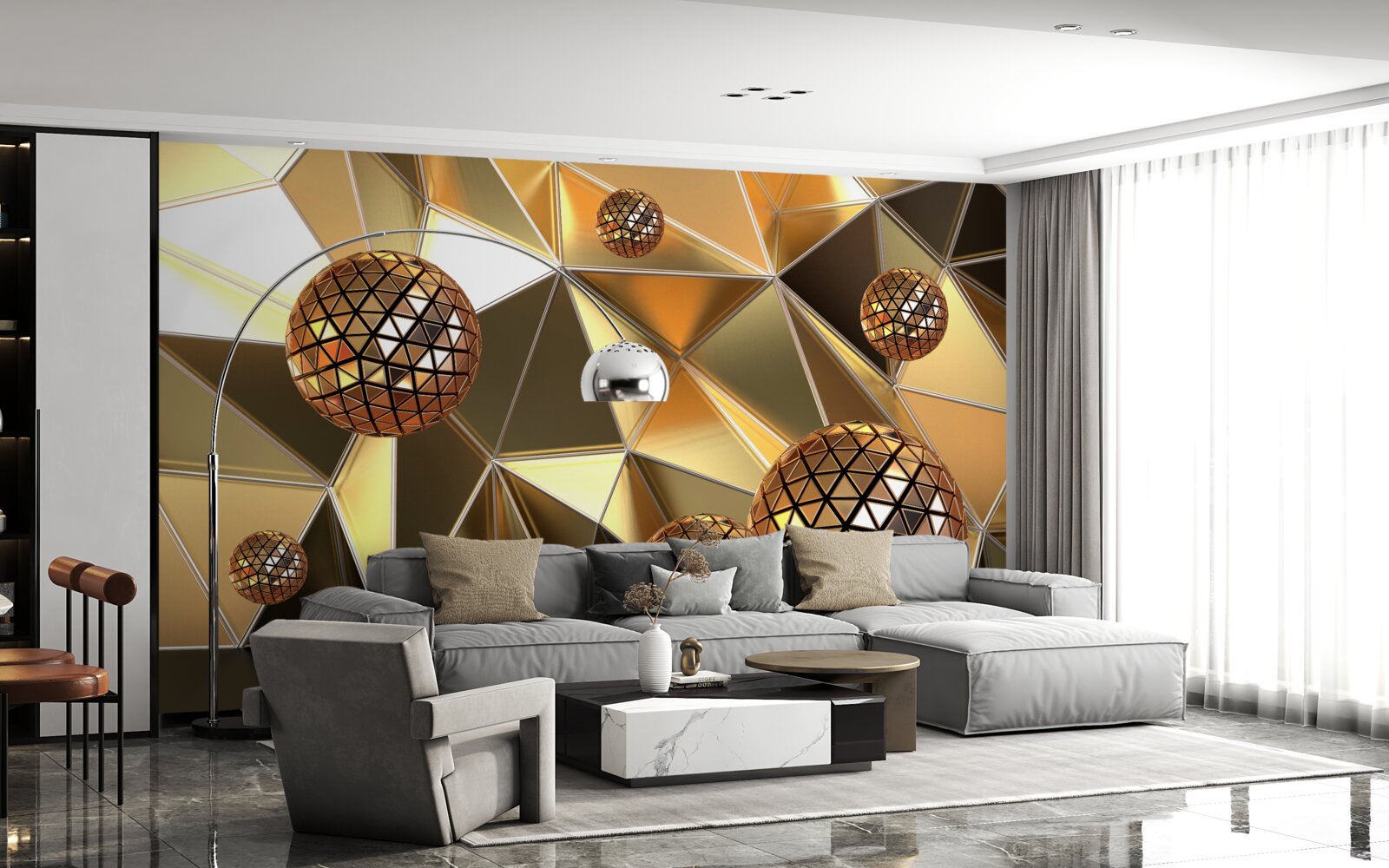 Fotobehang 3d metalen ballen