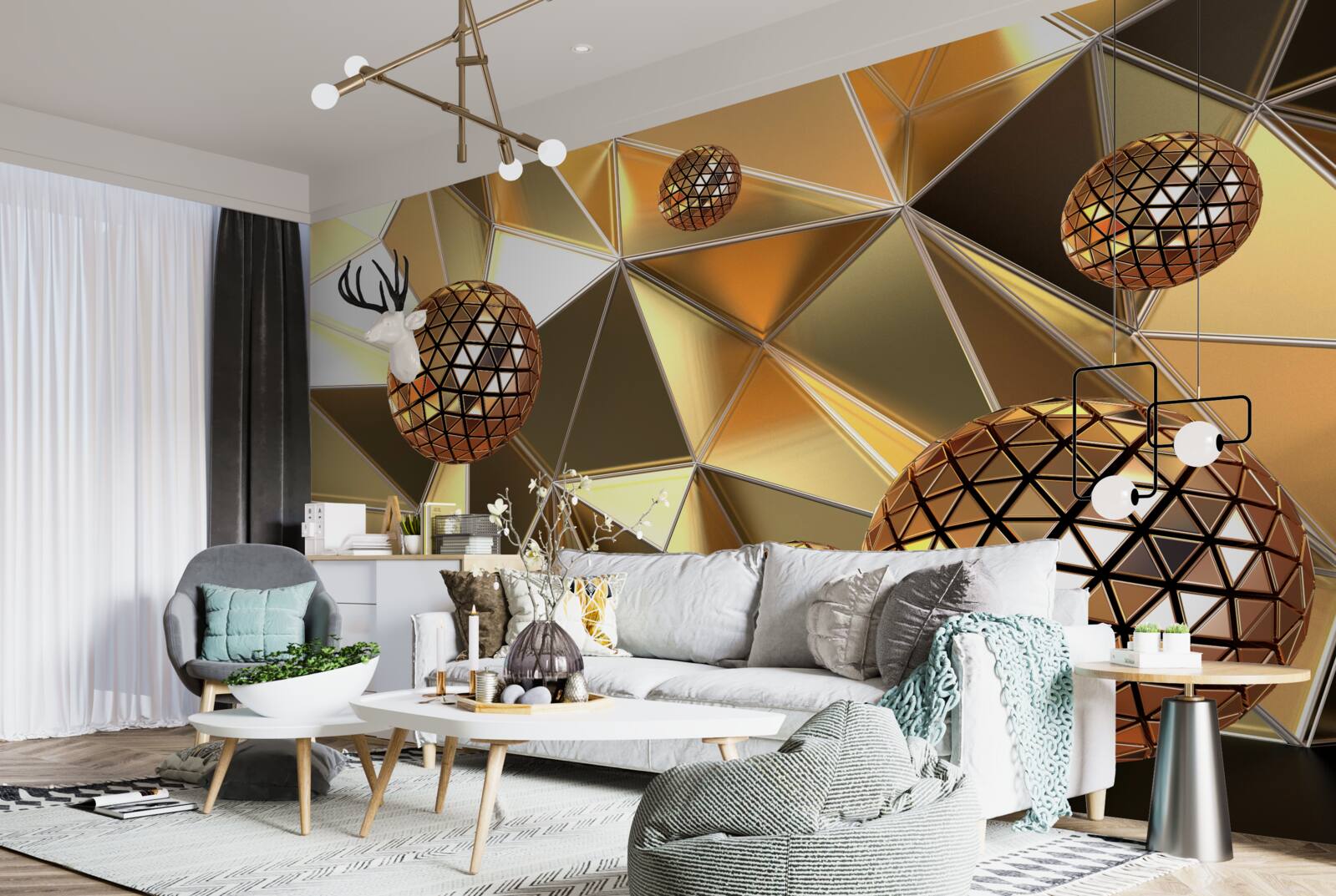 Fotobehang 3d metalen ballen