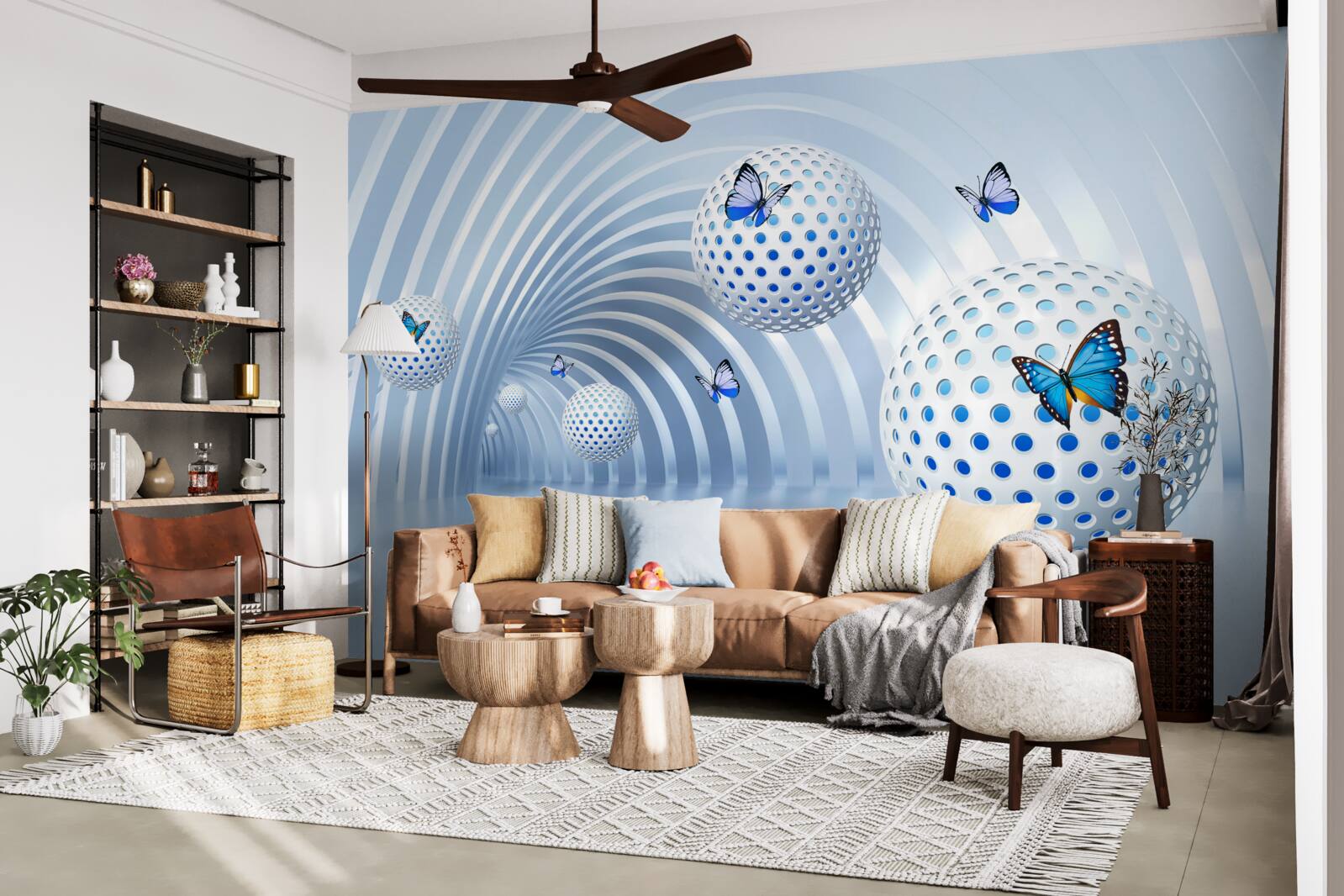 Fotobehang ballen die in de lucht hangen in de tunnel