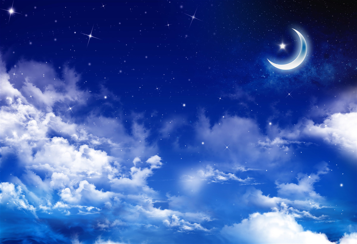 Fotobehang nacht onder de maan en fonkelende sterren