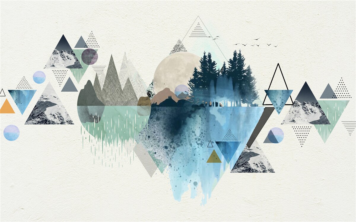 Fotobehang geometrie en bosabstractie