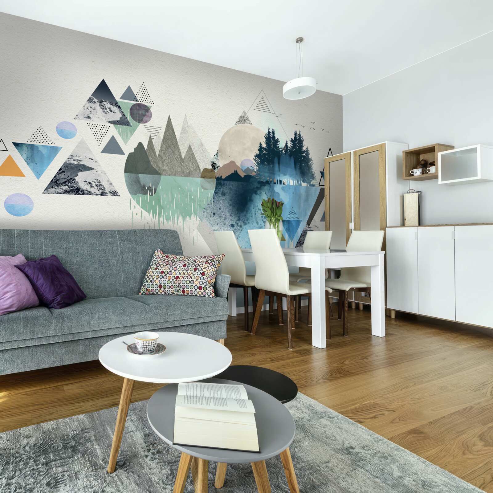 Fotobehang geometrie en bosabstractie