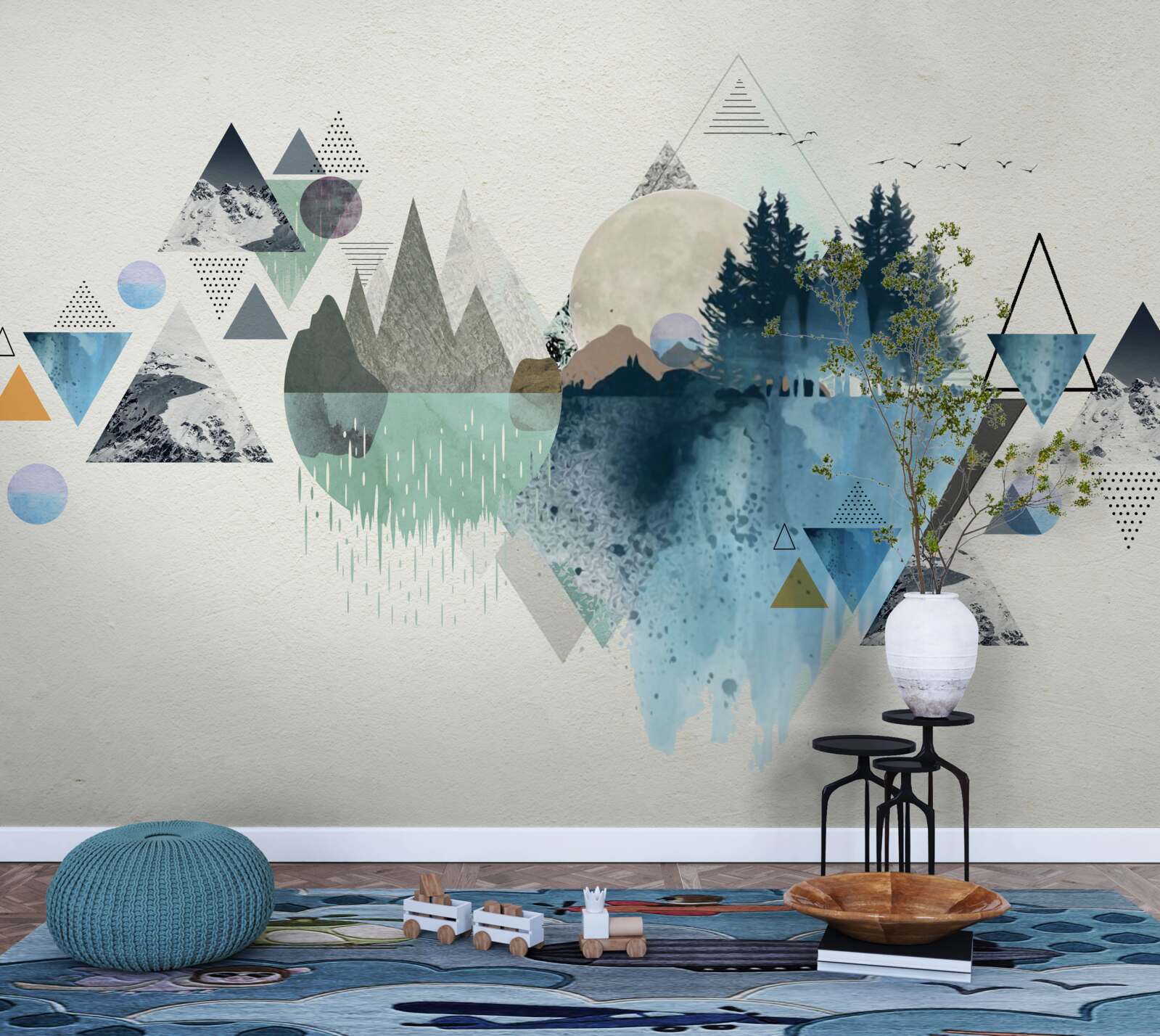 Fotobehang geometrie en bosabstractie