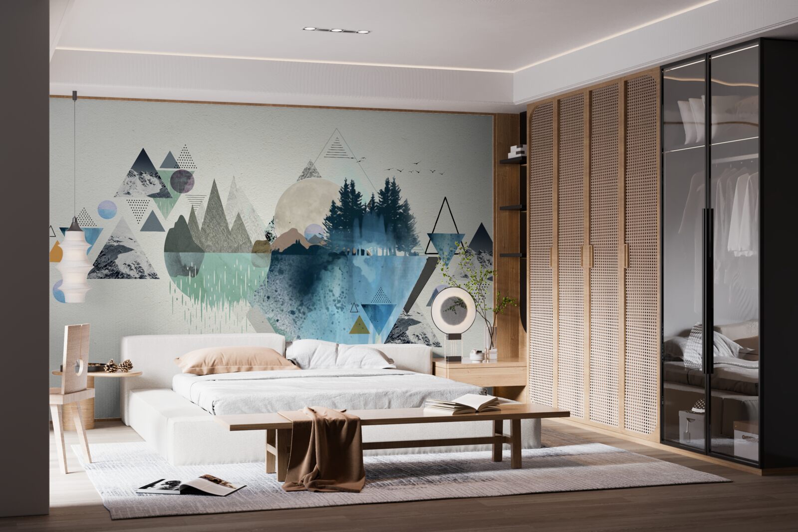 Fotobehang geometrie en bosabstractie