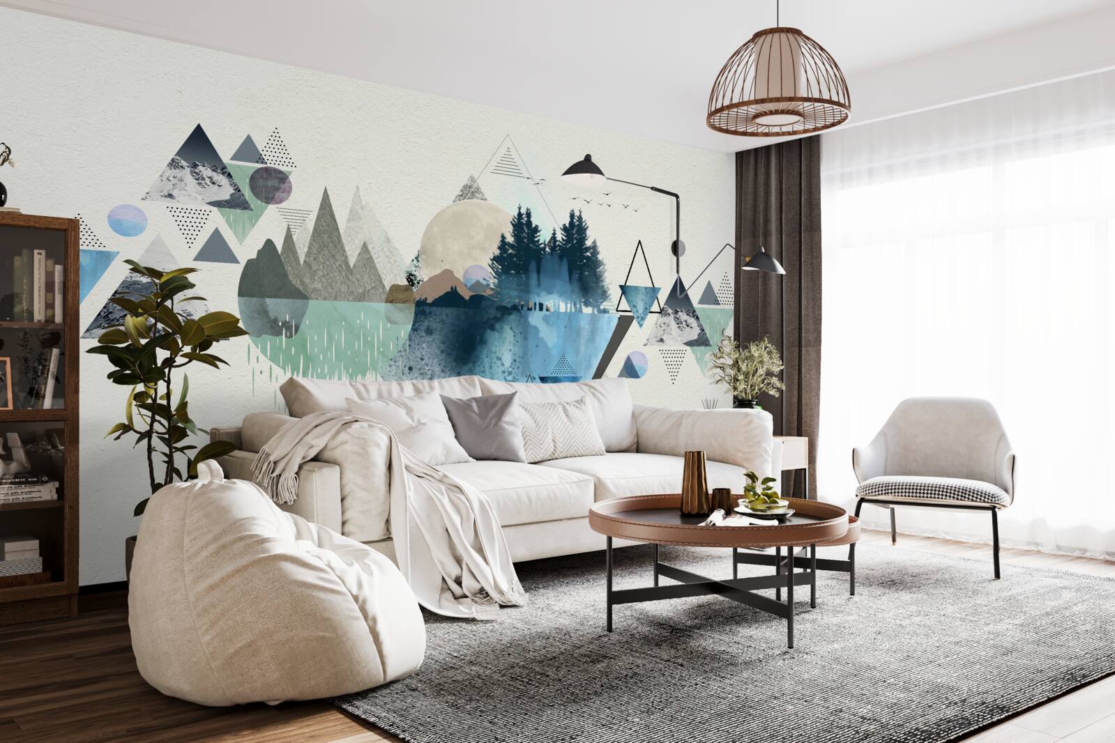 Fotobehang geometrie en bosabstractie