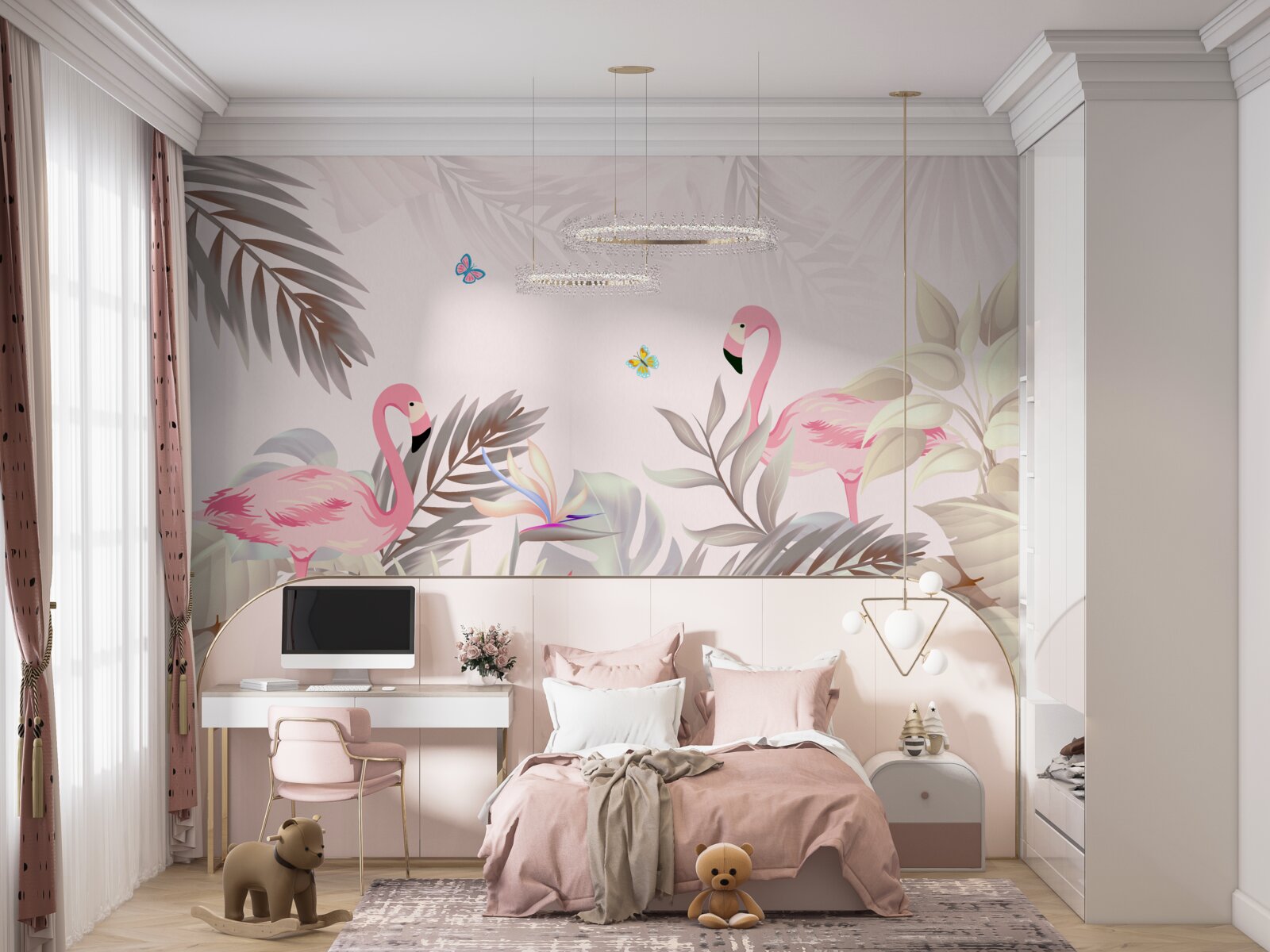 Fotobehang flamingo tussen de bomen