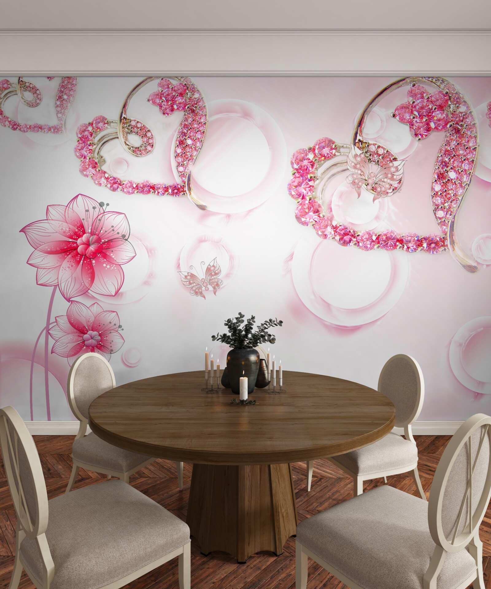 Fotobehang gouden sieraden met stenen