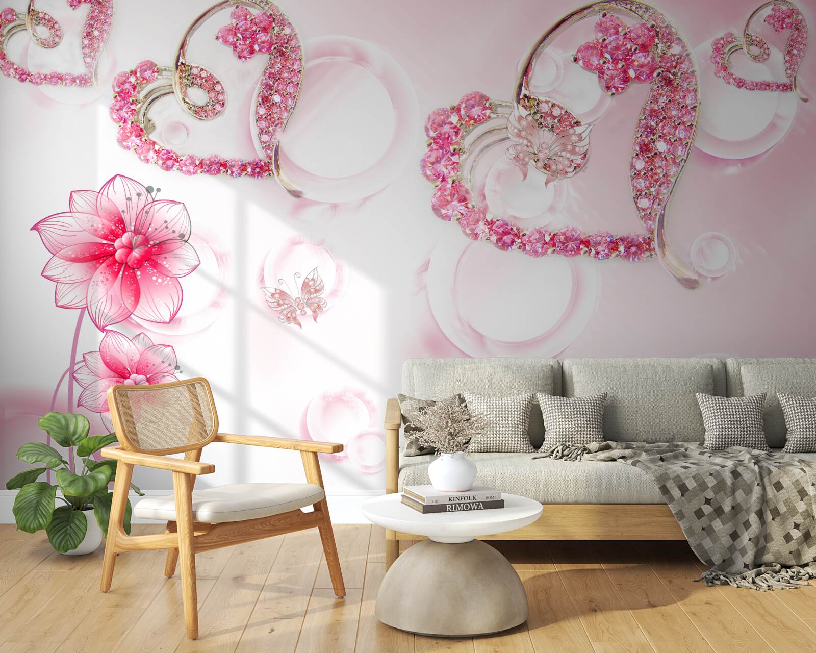 Fotobehang gouden sieraden met stenen