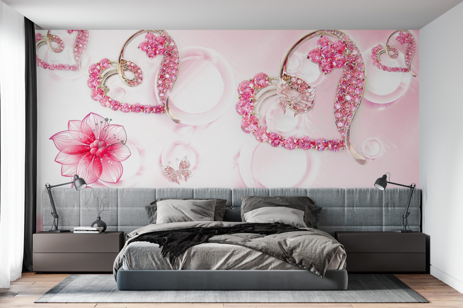 Fotobehang gouden sieraden met stenen