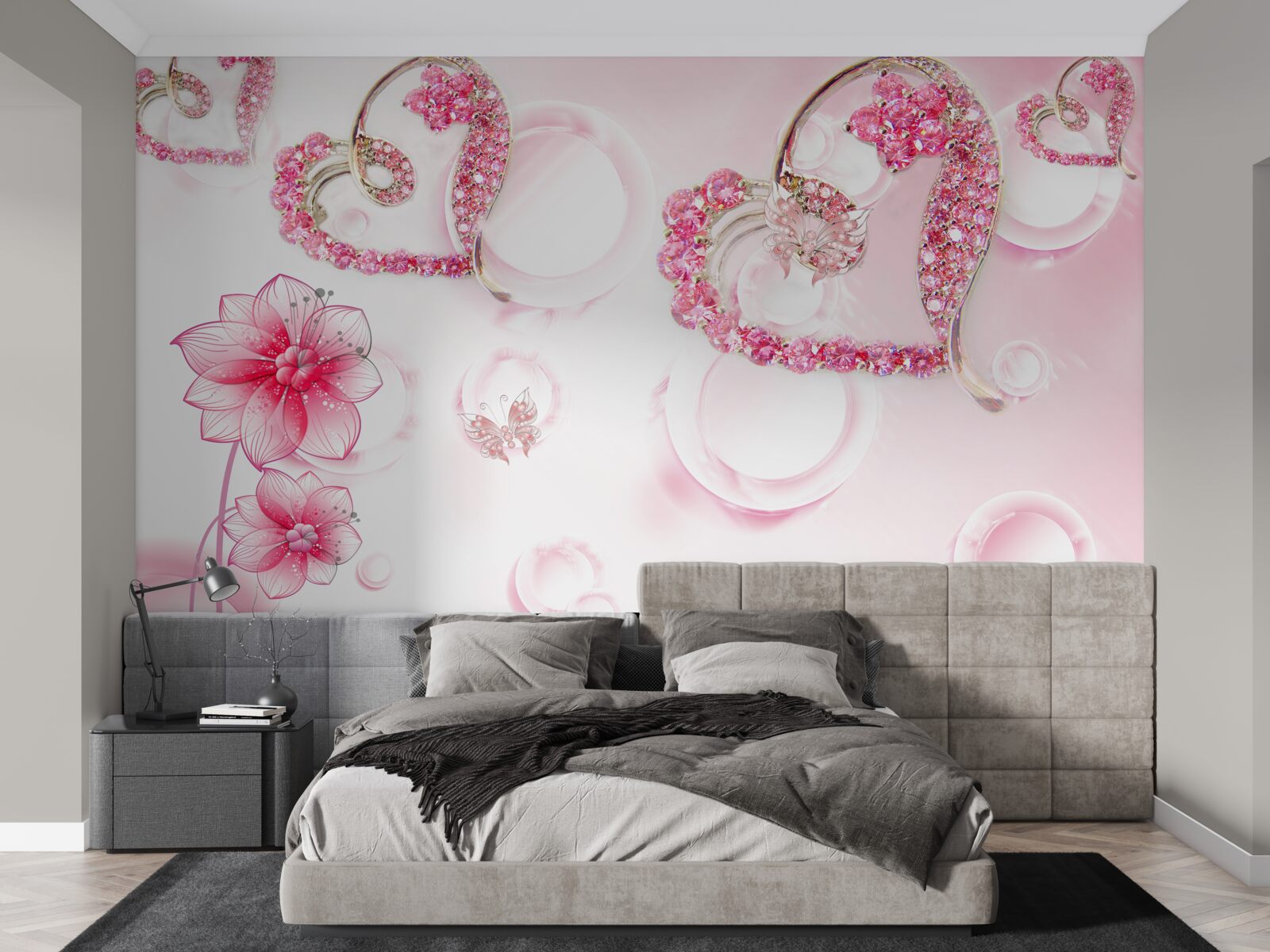 Fotobehang gouden sieraden met stenen