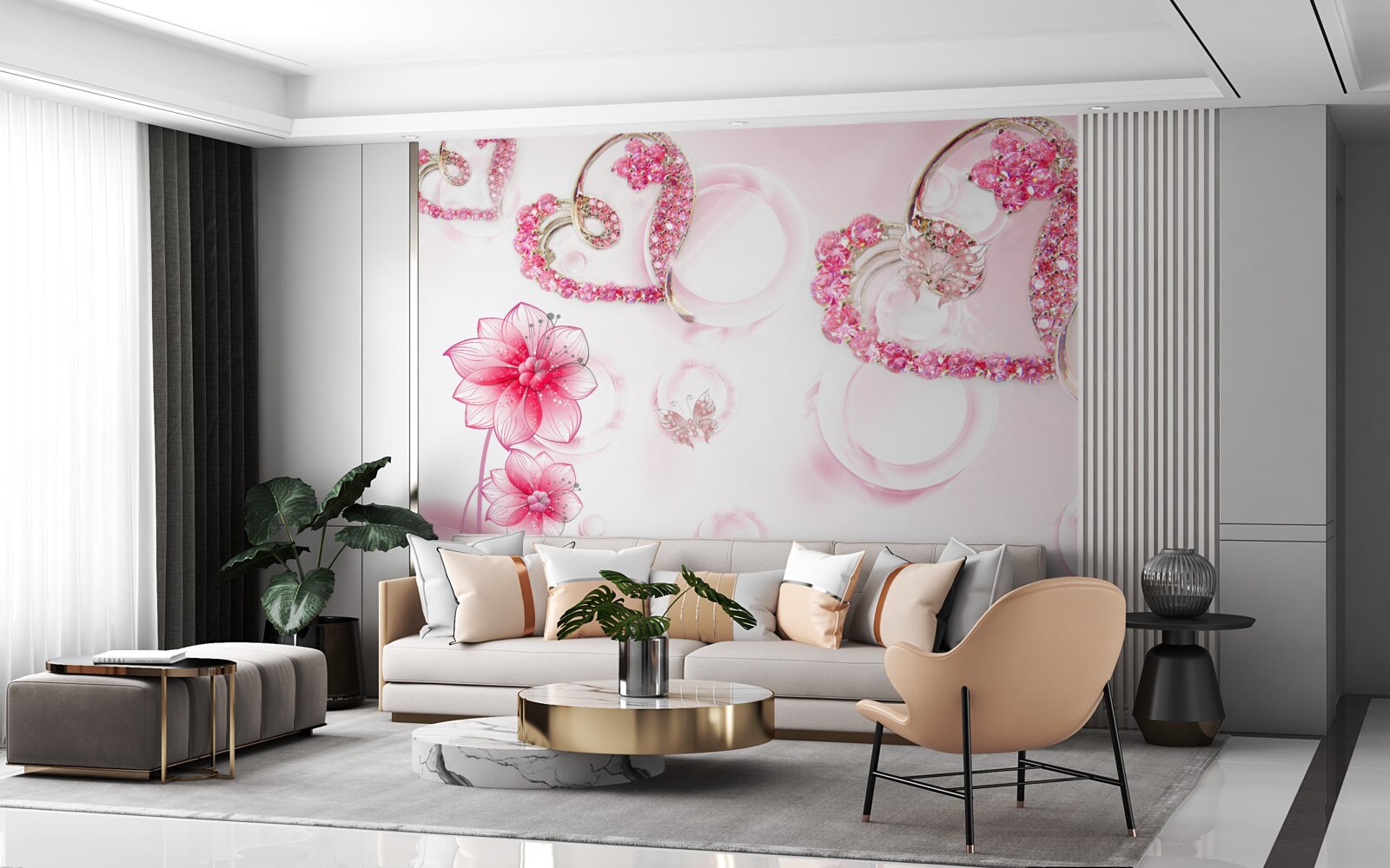 Fotobehang gouden sieraden met stenen