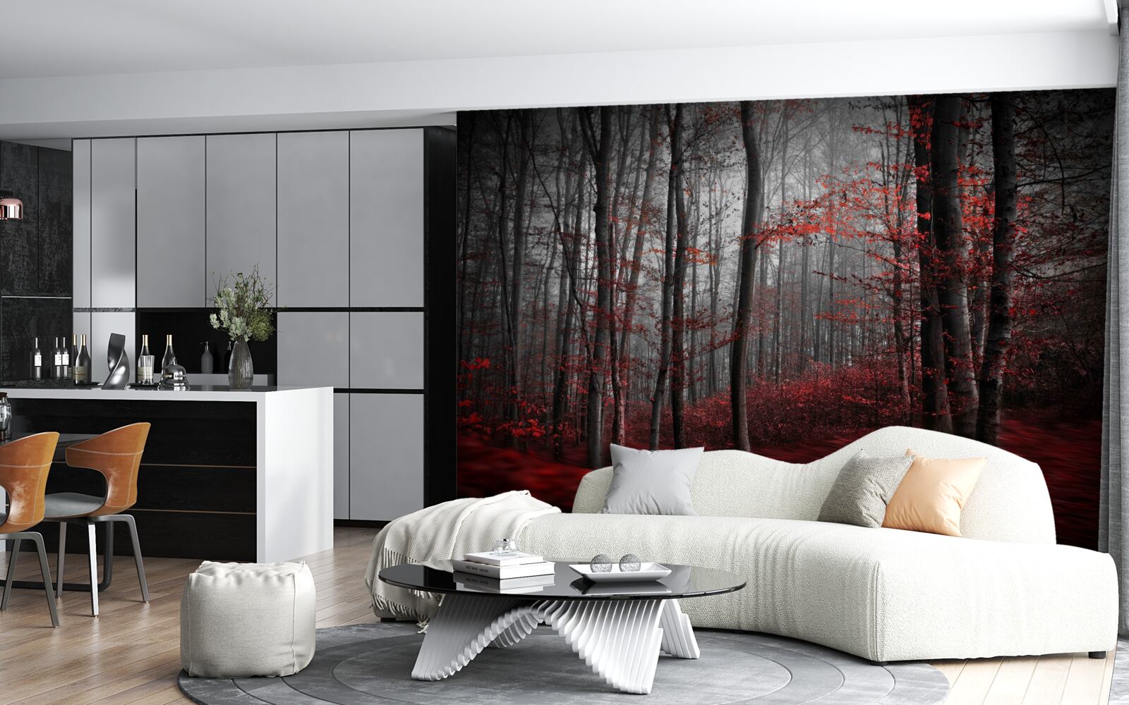 Fotobehang herfstlandschap in de regen