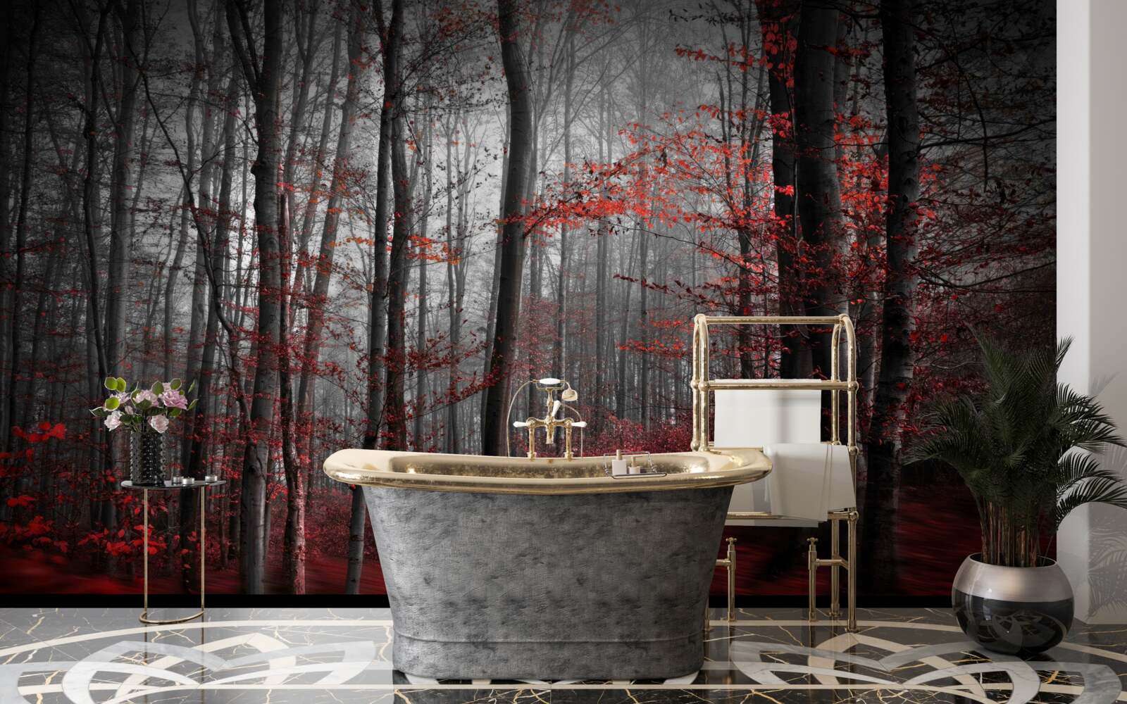 Fotobehang herfstlandschap in de regen