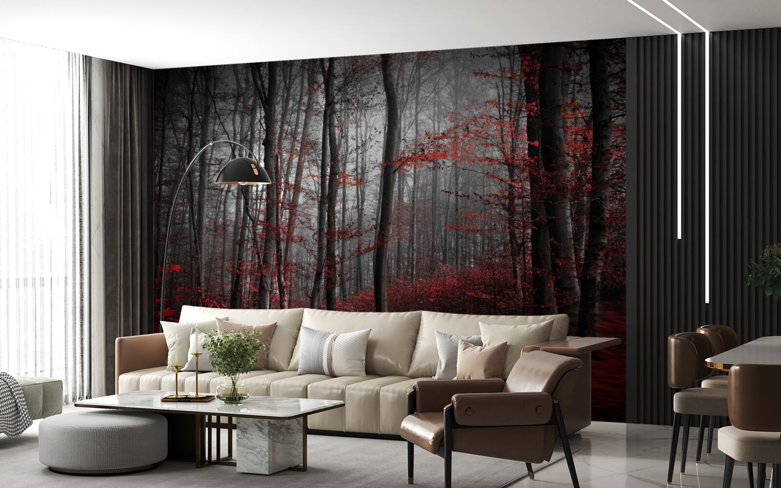 Fotobehang herfstlandschap in de regen