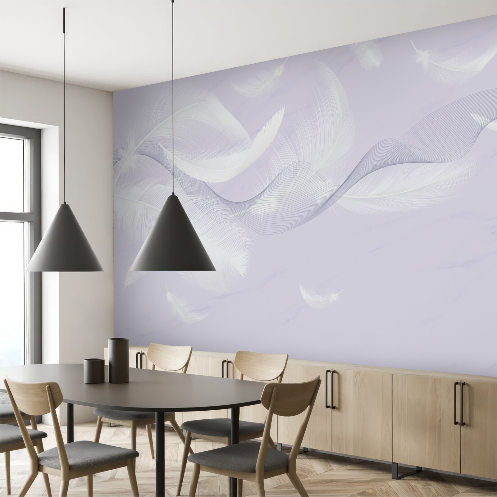 Fotobehang Sneeuwwitte, luchtige veren