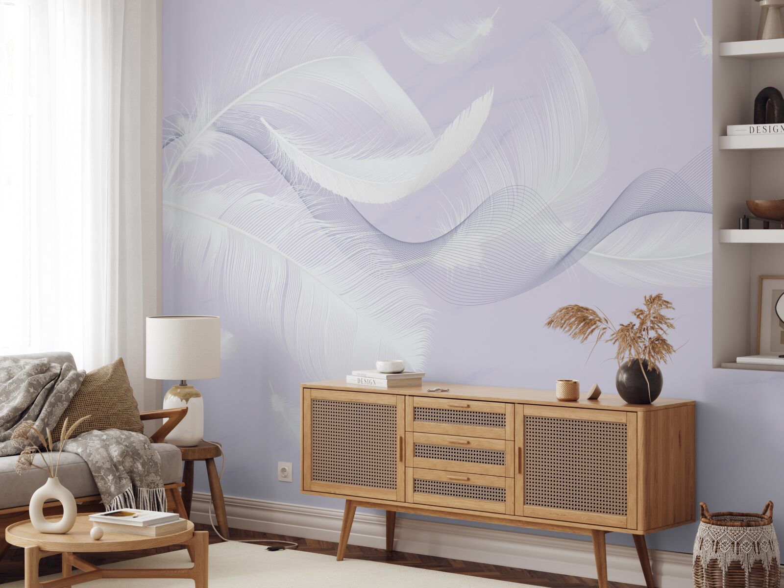 Fotobehang Sneeuwwitte, luchtige veren