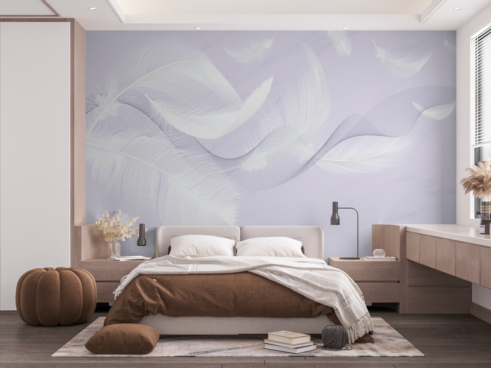 Fotobehang Sneeuwwitte, luchtige veren