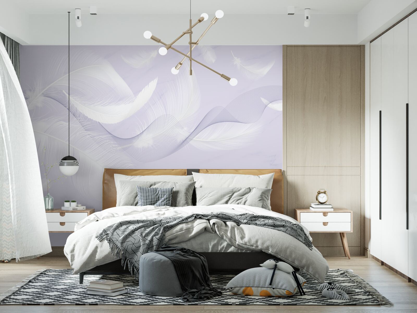 Fotobehang Sneeuwwitte, luchtige veren