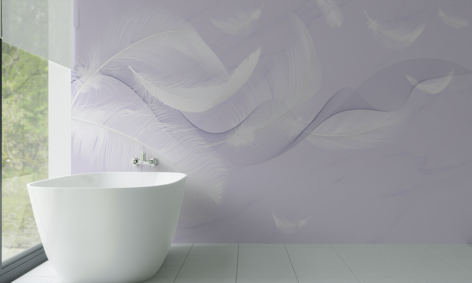 Fotobehang Sneeuwwitte, luchtige veren