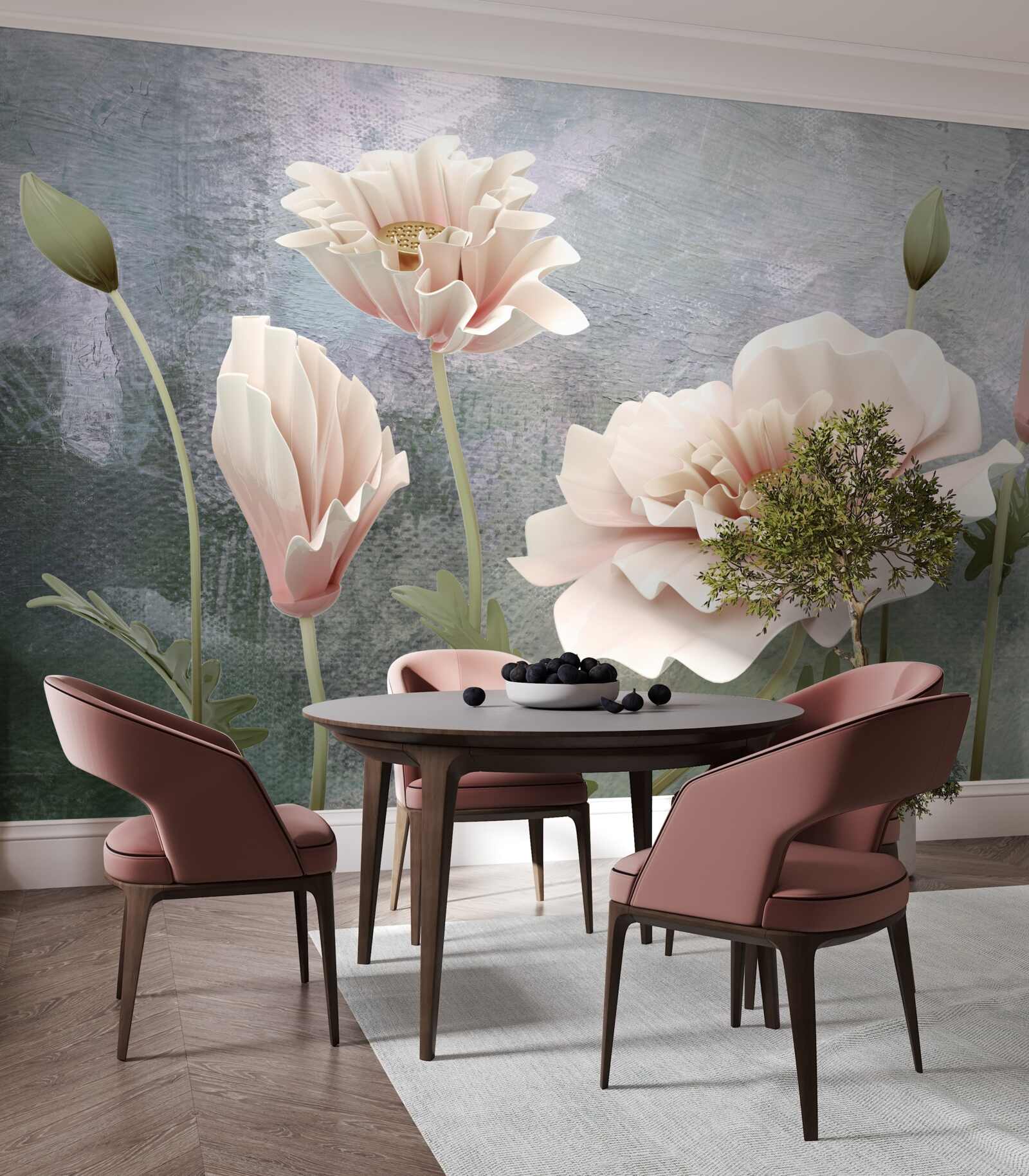 Fotobehang na de nacht bloeien de knoppen