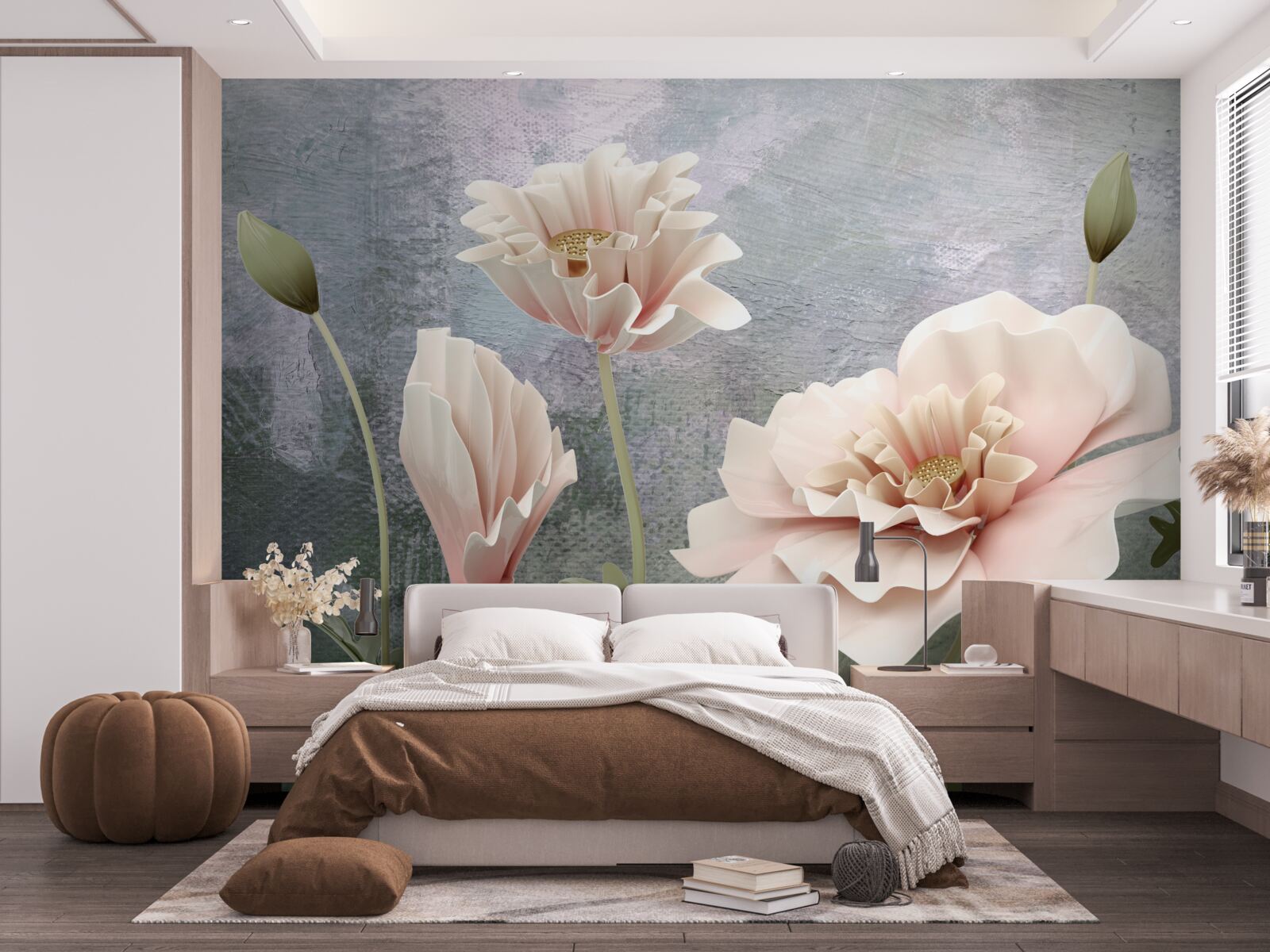 Fotobehang na de nacht bloeien de knoppen