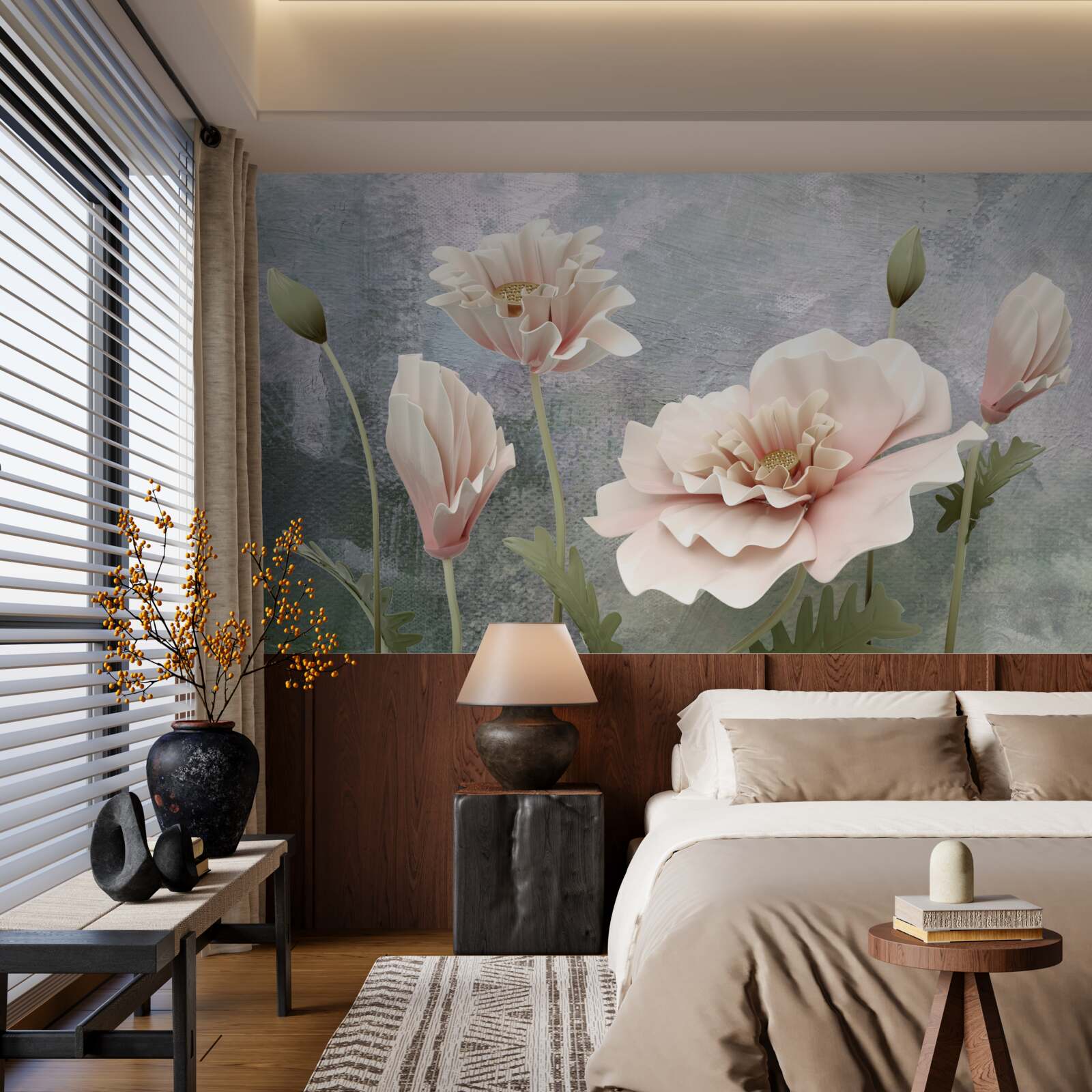 Fotobehang na de nacht bloeien de knoppen