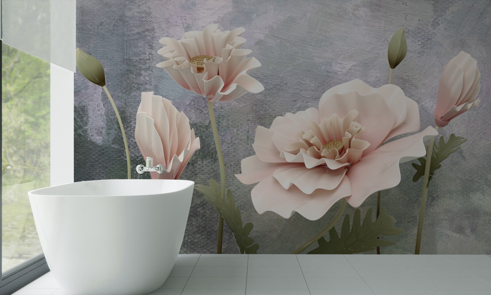 Fotobehang na de nacht bloeien de knoppen