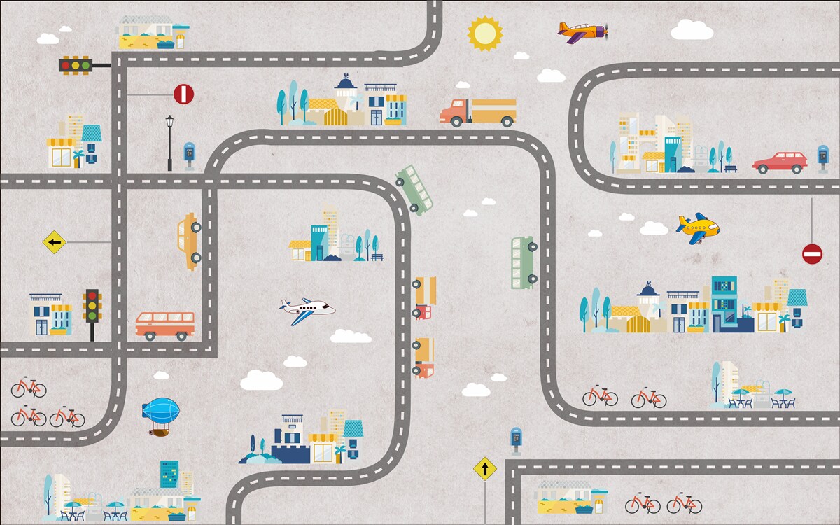 Fotobehang stedelijke wegen voor kinderen